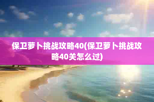 保卫萝卜挑战攻略40(保卫萝卜挑战攻略40关怎么过)